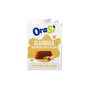 Bevanda Gianduia a base vegetale OraSi, gusto intenso, senza aromi artificiali, per distributori, 0,5 litri, 12 unità, durata 360 giorni. - Product Image 1