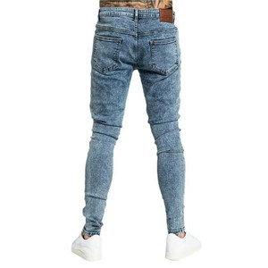 Jeans décontractés pour hommes de haute qualité en gros, pantalon en denim bleu délavé, tissu Oxford respirant, braguette à boutons, taille mi-haute - Product Image 3