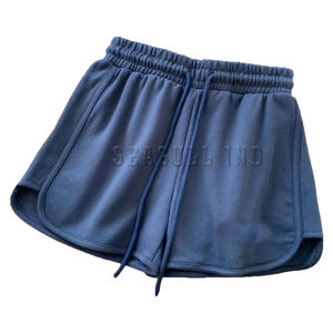 Women's High Waist Embroidered Shorts Fashion Letter and Flower Decoration Breathable <b>Drawstring</b> Design - Product Image 1