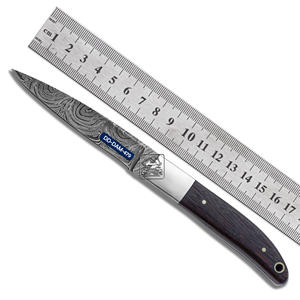 Cuchillo de Caza Damasco Hecho a Mano Personalizado DD-DAM-477, Hoja de Acero Damasco de 4mm con Punta Caída, Empuñaduras de Acero Inoxidable, Madera Wenge - Product Image 3