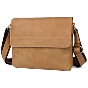 Men's Messenger Luxury <b>Laptop</b> Briefcase <b>Crossbody</b> Genuine Leather Zipper Closure Lightweight Shoulder Casual <b>Bag</b> Variety Colors - Product Image 1