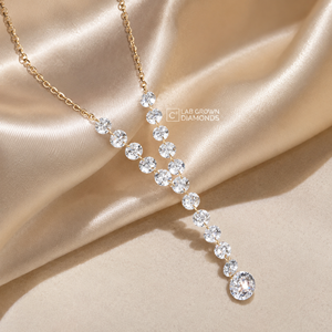 จี้เพชรทรงหยดน้ำทองคำ 14K สีเหลือง  เพชรเพาะเลี้ยงทรงกลมเจียระไนแบบเหลี่ยมบริลเลียนท์  ผู้ผลิตเครื่องประดับแบบ OEM ตามสั่ง |   ขายส่ง - Product Image 1