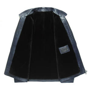 Chaqueta de Invierno Casual para Hombre, de Cuero Sintético y Lona, con Cuello Alto, Logotipo Personalizado en la Parte Delantera, Resistente al Viento, Muy Popular - Product Image 4