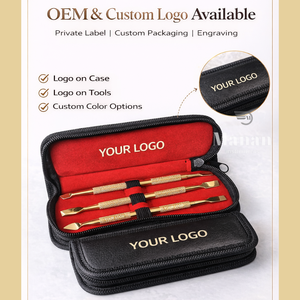 Gold Dual-End Reusable Cuticle Pusher Set Case Stainless Steel <b>Nail</b> Care <b>Kit</b> Manicure Pedicure Tools OEM Custom Logo Supplier - Product Image 6