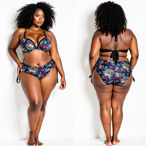 Ensemble de bikini brésilien entièrement personnalisé pour femmes, couleur unie, haut à cordon réglable, vêtements de plage sublimés, prêt à expédier - Product Image 1