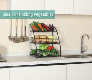 Premium Quality Detachable 3-Tier <b>Metal</b> Fruit <b>Basket</b> Home and Kitchen Multipurpose Storage <b>Baskets</b> - Product Image 2