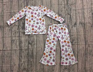 Conjuntos de ropa de Halloween para niñas con estampado de flores y fantasmas - Product Image 1