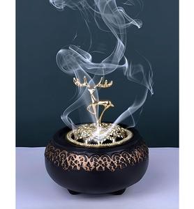 Antique Handcrafted Brass Incense Burner with <b>Finial</b> Lid and Ornate Floral Engravings for Home fragrance - Product Image 6