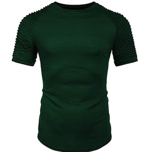 Nueva Camiseta deportiva transpirable con estilo para hombres, camisetas personalizadas de Color verde con mangas a la moda, camisetas ajustadas de poliéster para gimnasio - Product Image 1
