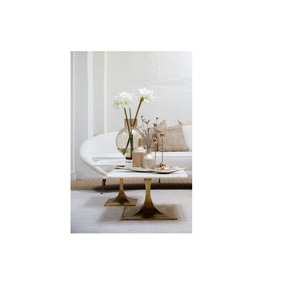 Sala de estar Estilo de lujo Acero inoxidable Sala de estar redonda Sofá Mesa de esquina dorada Forma de reloj de arena Mesa auxiliar - Product Image 1