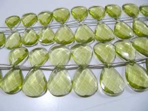 ลูกปัดควอตซ์ทรงลูกแพร์มะนาวขนาด15x20มม. ถึง18X25มม. ลูกปัดเส้น8นิ้ว - Product Image 2