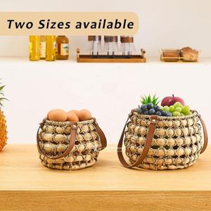 Cesta Ovalada de Mimbre Estilo Rústico con Asa para Recoger Huevos, Cesta de Fibra Natural Hecha a Mano al por Mayor - Product Image 4