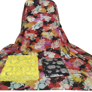 Tradition intemporelle, Dirac ethnique Fransawi, jacquard, slub, paillettes argentées, motif floral, base multicolore, mariage, soirée, filles - Product Image 1