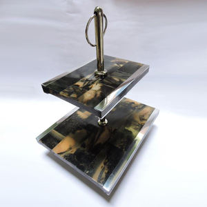 Soporte de pastel de mármol de último diseño, forma redonda, nivel 2, decoración al por mayor, soporte de metal, plato de mármol en venta directa de fábrica - Product Image 4