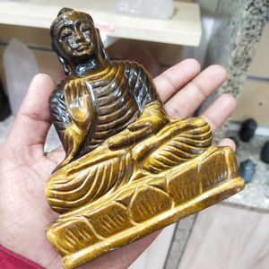 Sculpture de bouddha en œil de tigre naturel, fait à la main, Statue de bouddha, Statue de déesse, sculpture de bouddha décoratif sereine et méditation - Product Image 6
