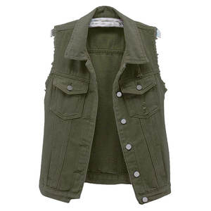 Gilet en jean sans manches respirant, nouveau design personnalisé, tendance, pour femmes, taille adulte, col rabattu - Product Image 4