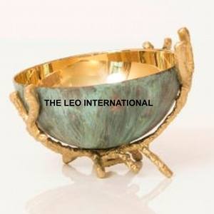 <b>Epoxy</b> <b>Resin</b> <b>Black</b> Shiny Color Golden Plated Decorative Bowl Aluminum Metal Dinning Table Ware Home Hotel Bowl - Product Image 6