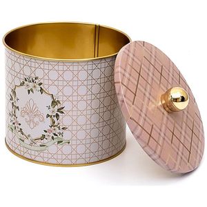 Recipiente redondo de metal rosado de 1.7L con mango de perilla de Ø 140x125mm, contenedor y almacenamiento de alimentos - Product Image 1
