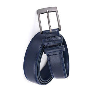 Ceintures en cuir de vache bleu de bonne qualité pour hommes, style décontracté, boucle en alliage, prix de gros - Product Image 3