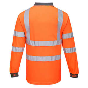 Camiseta Polo de Trabajo de Alta Visibilidad Naranja y Negra al por Mayor, Camiseta Polo de Seguridad Reflectante de Alta Visibilidad en Venta - Product Image 5