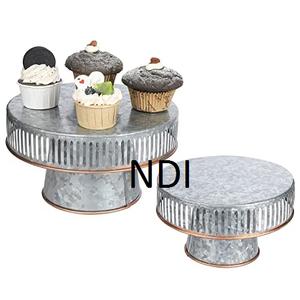 Mesa de cena con acabado de níquel, centros de mesa, soporte de pastel de Metal, diseñador redondeado, taza de 2 niveles, servidor de pastel, soporte de pastel plegable - Product Image 4
