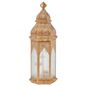 High Quality <b>Brass</b> Vintage Embossed <b>Lantern</b> With Glass & Polish Finished For Tabletop Decor Arabic <b>Lantern</b> For Decoration - Product Image 1