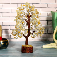 Arbre en pierre semi-précieuse naturelle Citrine Quartz, sculpté, écologique, 7-10 pouces, 300 copeaux, Arbre de cristal, Figurine Feng Shui