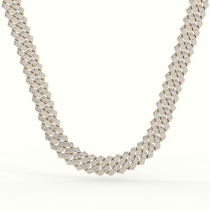 Vente directe d'usine Collier en or jaune 14 carats avec chaîne cubaine hip-hop de 16 mm, grand collier en or avec diamants de laboratoire - Product Image 3