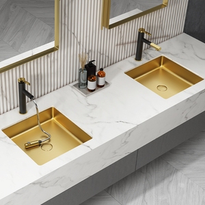 Armoire de salle de bain en marbre de style européen Ensemble de vanité de 48 pouces avec comptoir vanité suspendue double évier - Product Image 1
