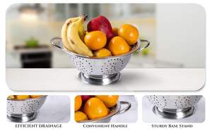 Passoire et égouttoir multifonction en acier inoxydable, compatible lave-vaisselle, écologique, sûr pour les aliments, pour le lavage des fruits et légumes - Product Image 3