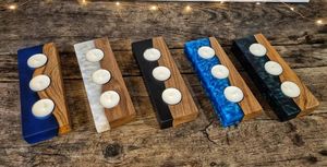 Porte-bougie artisanal en résine et bois, bougie décorative faite à la main pour le salon, la chambre à coucher et la table à manger - Product Image 5