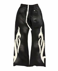 Pantalones Deportivos de Algodón Ligero y Transpirable para Hombre, Corte Recto, Lavado Oscuro Personalizado, de Alta Calidad, con Forro Polar Elástico de 220g - Product Image 1