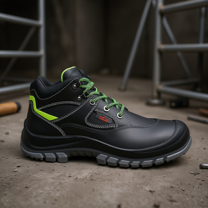 Botas de Seguridad Tibetanas S3 EN20345 de Cuero, Talla 44, Negro/Verde Neón - Fitness Safety Remembered - Product Image 3