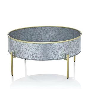 Jardinière galvanisée à décor de ferme Pot en métal rustique avec support en or - Product Image 1