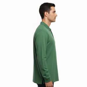 Chemise à manches longues slim fit pour homme, tricotée, unie, décontractée, séchage rapide, fournisseur d'usine OEM personnalisé, vente en gros, 100% coton, golf - Product Image 3