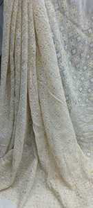 Tela para correr por todas partes con borde Daman Viscosa Georgette Tela Dyable ancho 44 ancho Tela bordada - Product Image 3