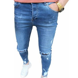 Ropa de calle personalizada para hombre, pantalones vaqueros desgastados, Pantalones vaqueros de Color sólido para hombre, precio al por mayor, pantalones vaqueros lavados y personalización - Product Image 6