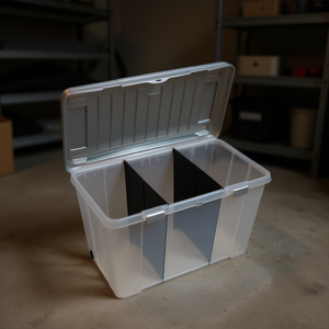 Contenedor de Almacenamiento de Plástico Transparente Plateado Stefanplast 13401 Family Box de 120 Litros con Tapa, Ahorra Espacio - Product Image 3