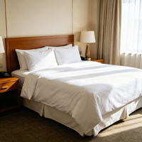 Linge d'Hôtel 5 Étoiles Guangzhou Luxe Blanc Doux Comme du Coton 100% Satin Uni Ensemble de Literie d'Hôtel Housse de Couette Draps d'Hôtel