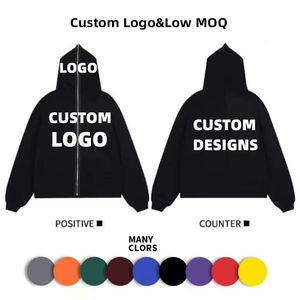 Y2K ผ้าฝ้าย100% มีซิปรูดซิปสำหรับผู้ชายผ้าฟลีซทำจากโฟม3D ซิปขนาดใหญ่พิเศษพิมพ์ลายพัฟแบบกำหนดเอง - Product Image 2