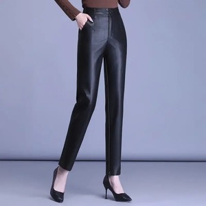 Pantalon en cuir véritable Harem en peau de mouton pour femmes Automne et hiver Nouveau pantalon décontracté Pantalon taille haute élastique - Product Image 2