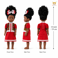 Poupée africaine TUSALMO de 14 pouces, noire, en vinyle souple, cheveux bouclés, pour filles, cadeau de fête, possibilité de personnaliser les vêtements, emballage OEM ODM