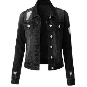 Premium 100% coton biologique élégant Denim veste nouveau décontracté en gros à capuche jean veste personnaliser à capuche femme veste - Product Image 6