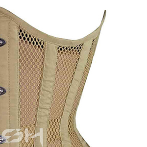 Vêtements de mode et de fitness, corset beige en maille à lacets, cintrant la taille - Product Image 3
