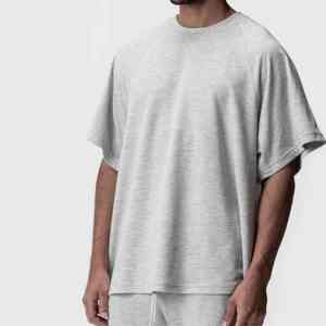 100% algodón cuello redondo hombro caído camisetas para hombres cuello redondo de gran tamaño estilo cuadrado ropa directa (DTG) Personaje listo - Product Image 1