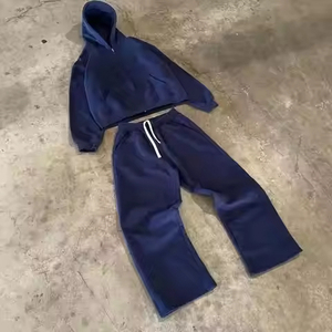Chándal Vintage de algodón 100% pesado para hombre, sudadera con capucha y lavado ácido Sunfade, conjunto de pantalones de chándal acampanados, estilo informal tejido para invierno - Product Image 2