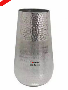 Ensemble de 2 vases à fleurs en acier inoxydable argenté au look classique pour maison d'hôtel - Product Image 5