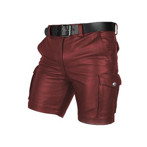 2024 meilleure vente personnalisé taille haute hommes en cuir Shorts tenue décontracté taille élastique Style Hip Hop nouvelle mode de rue haute - Product Image 4