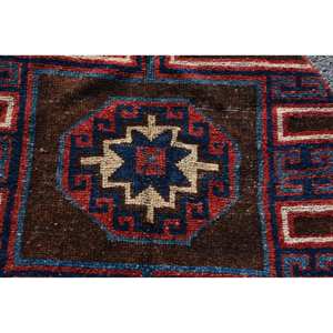 Tapis rond vintage, tapis turc de 3,5 x 3,5 pieds, tapis en laine marron - Product Image 4