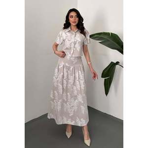 Conjunto de Camisa Beige y Falda Corsé - Beige - Product Image 1